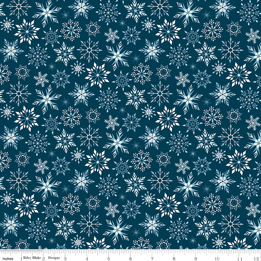 Designer Flannel Winter Magic Snowflakes Navy