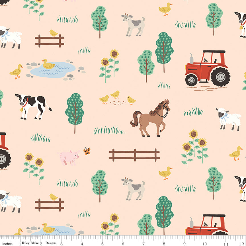 Designer Flannel On the Farm Main Latte
