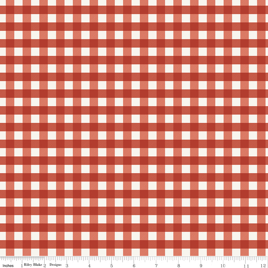 Designer Flannel On the Farm Plaid Red