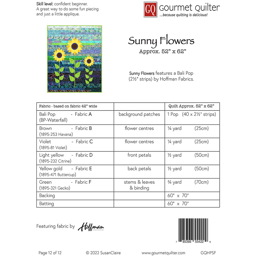 Sunny Flowers Quilt Pattern by The Gourmet Quilter
