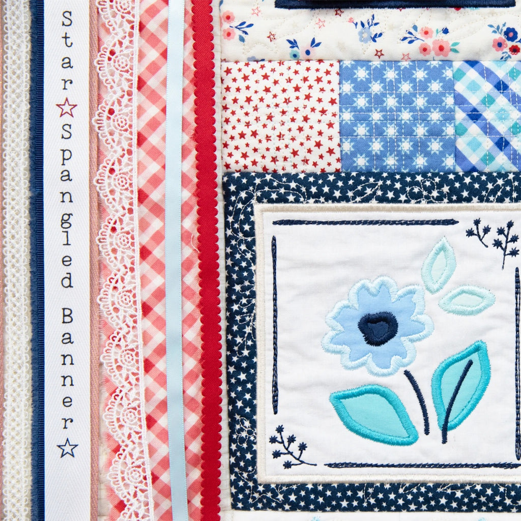 Star-Spangled Beauty Ladder Quilt Pattern & Embroidery Book w/ Download