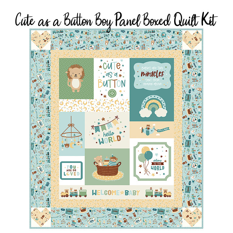 Cute as a Button Boy Panel Boxed Quilt Kit with Baby Boy from Riley Blake