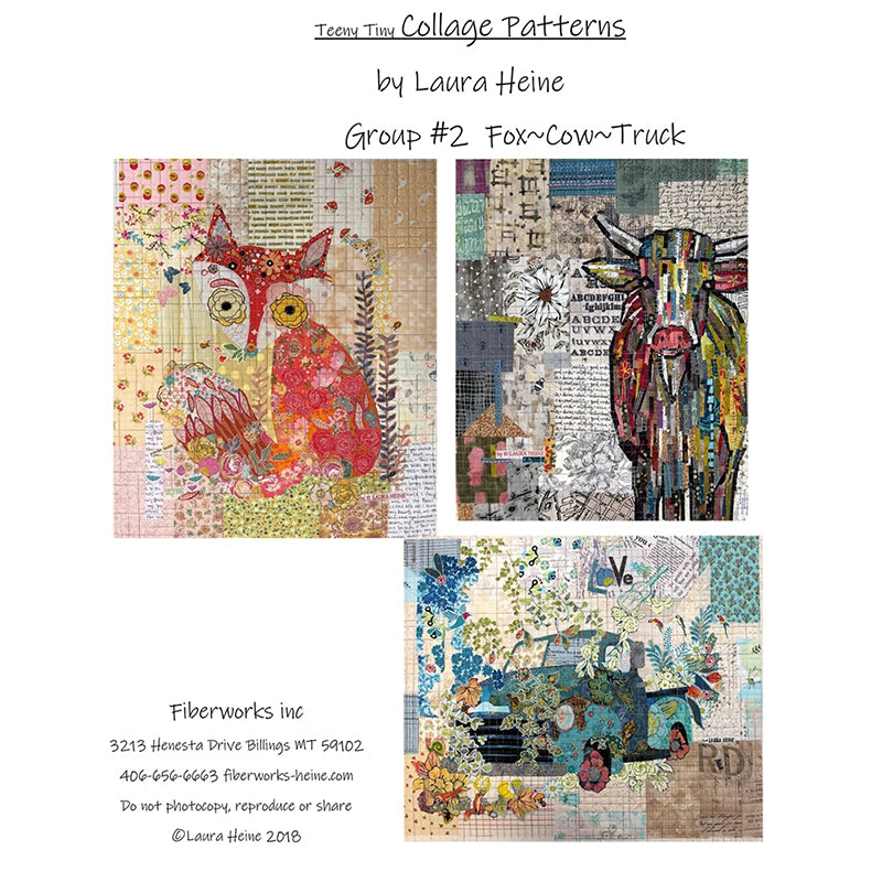 Teeny Tiny Collage Group #2 Fox, Cow and Truck Quilt Pattern