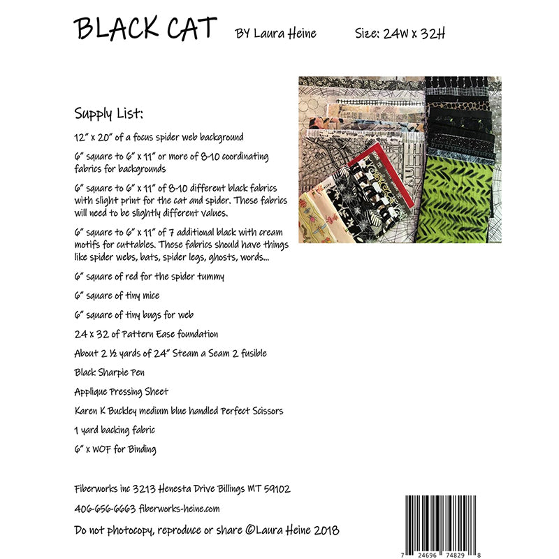Black Cat Quilt Pattern from Fiberworks Inc