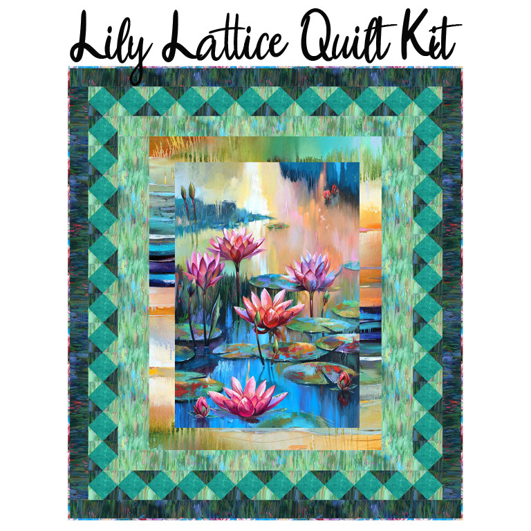 Lily Lattice Quilt Kit with Lotus from Northcott