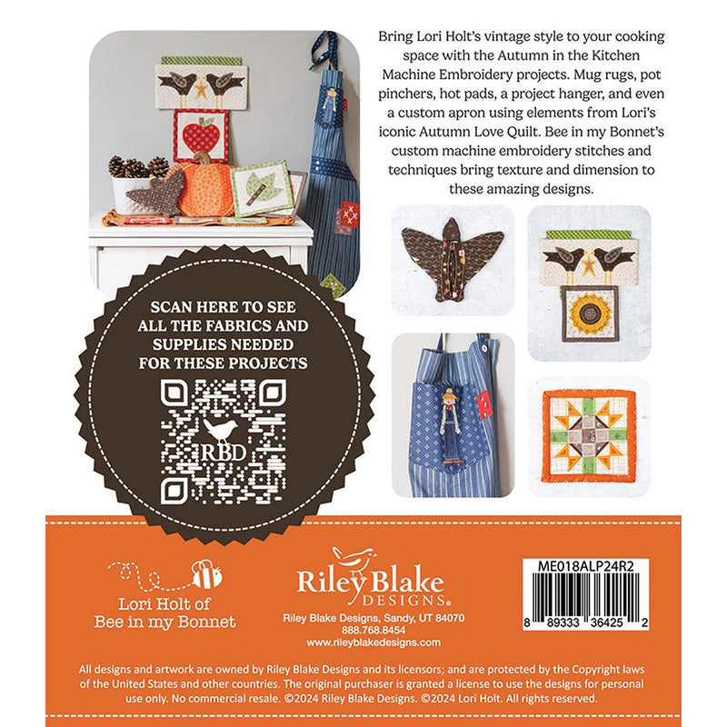 Machine Embroidery USB Autumn in the Kitchen by Lori Holt for Riley Blake