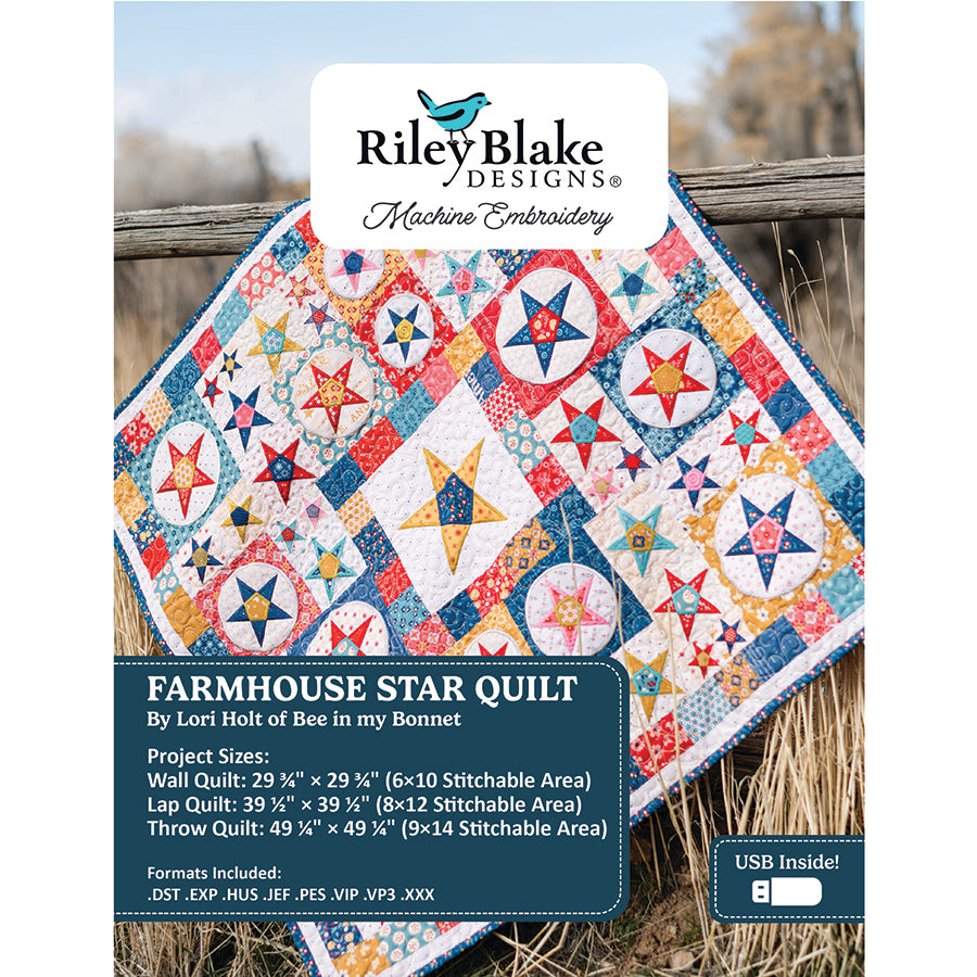 Machine Embroidery USB Americana Farmhouse Star Quilt by Lori Holt for Riley Blake