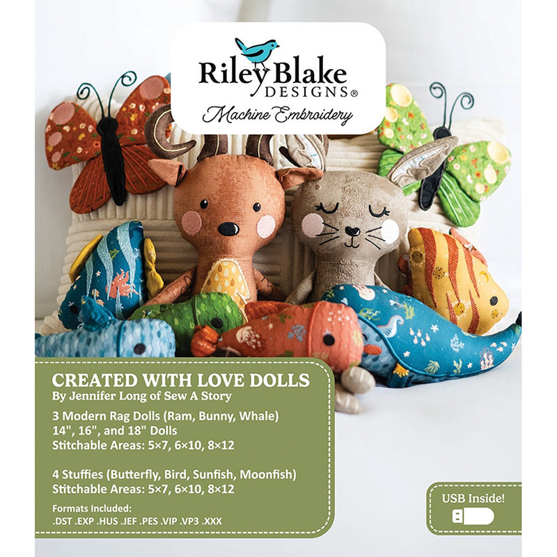 Machine Embroidery USB Created with Love Dolls by Jennifer Long for Riley Blake
