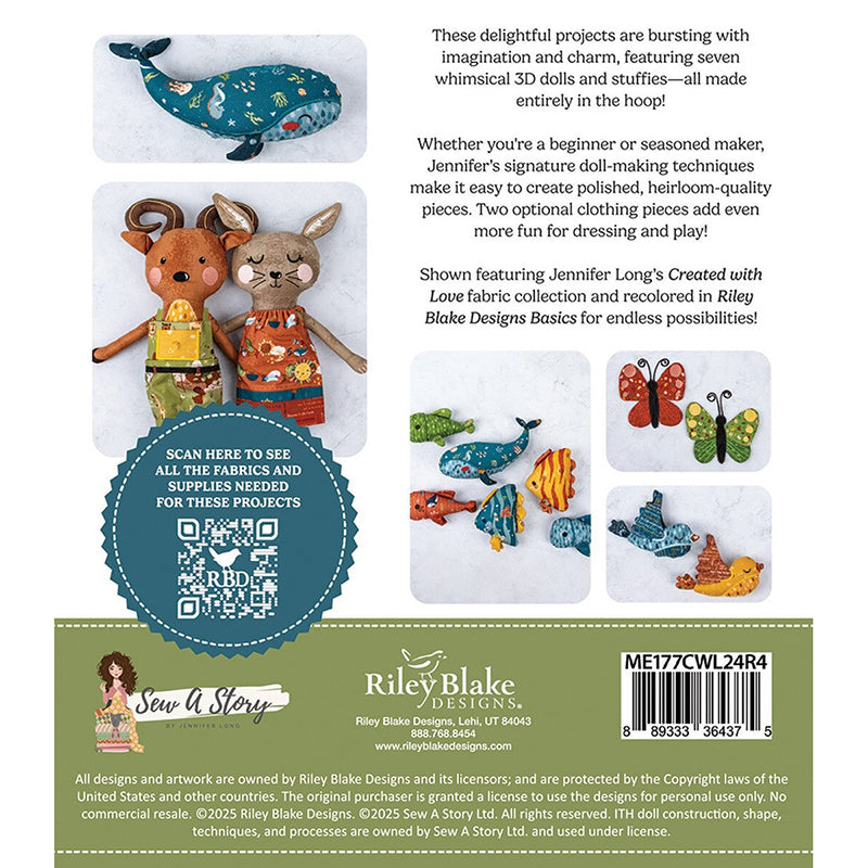 Machine Embroidery USB Created with Love Dolls by Jennifer Long for Riley Blake