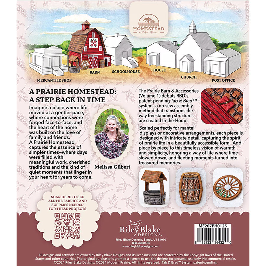 Machine Embroidery USB Homestead Prairie Barn by Modern Prairie for Riley Blake