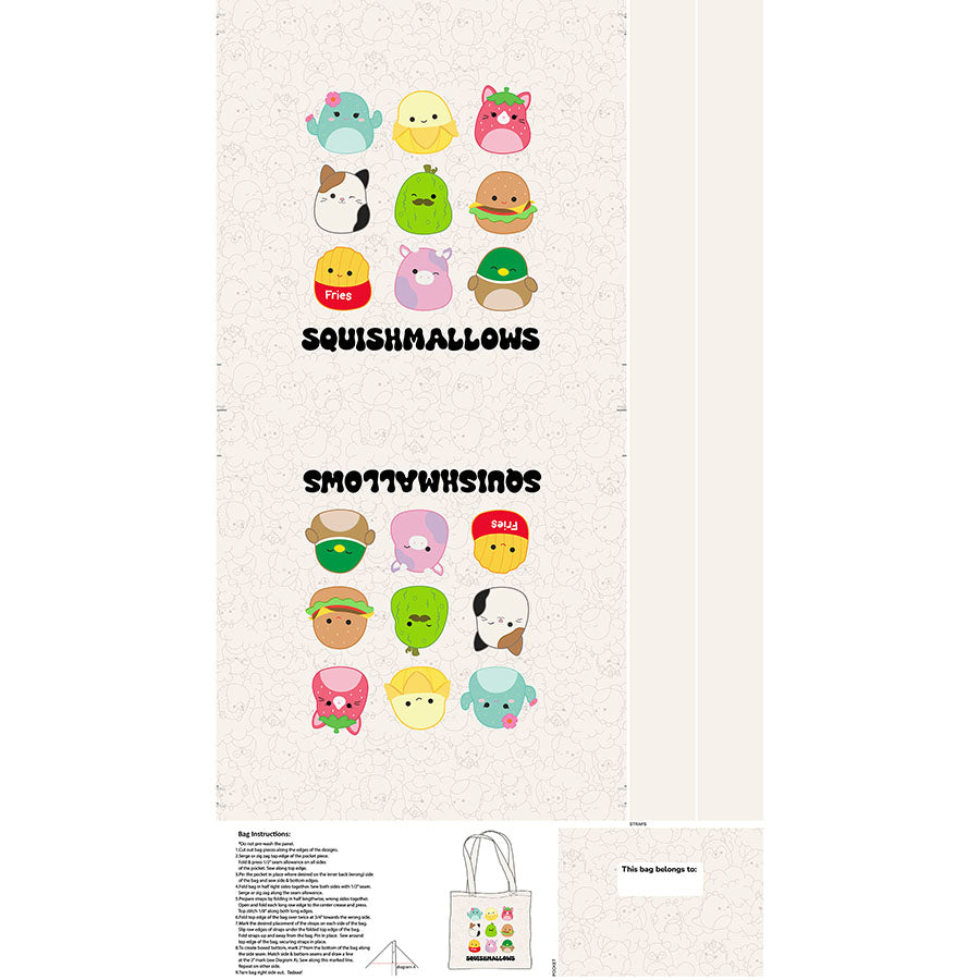 Squishmallows 24" Canvas Tote Bag Panel Multi