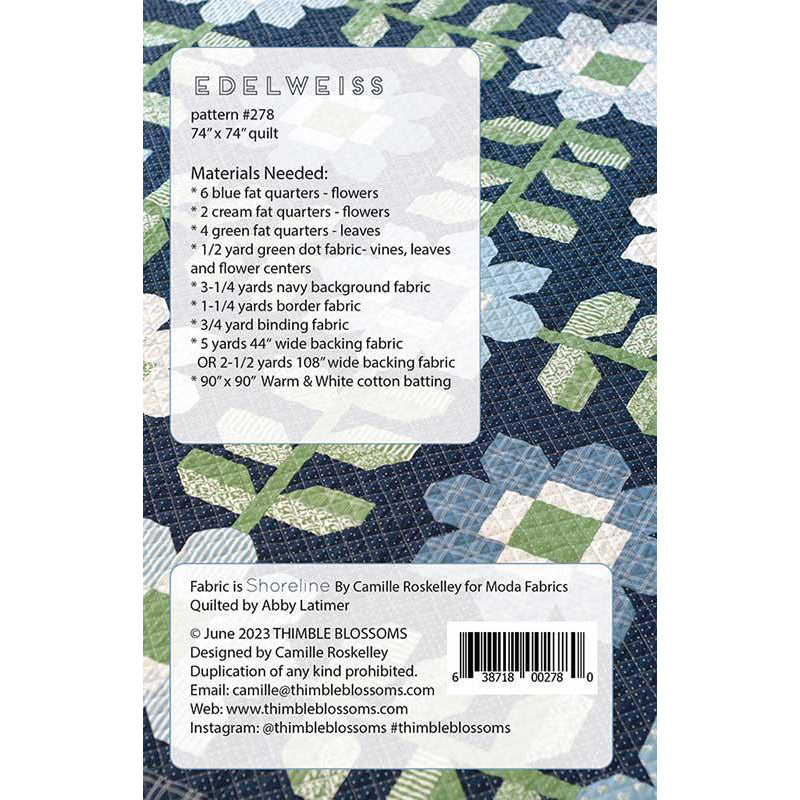 Edelweiss Quilt Pattern by Thimble Blossoms