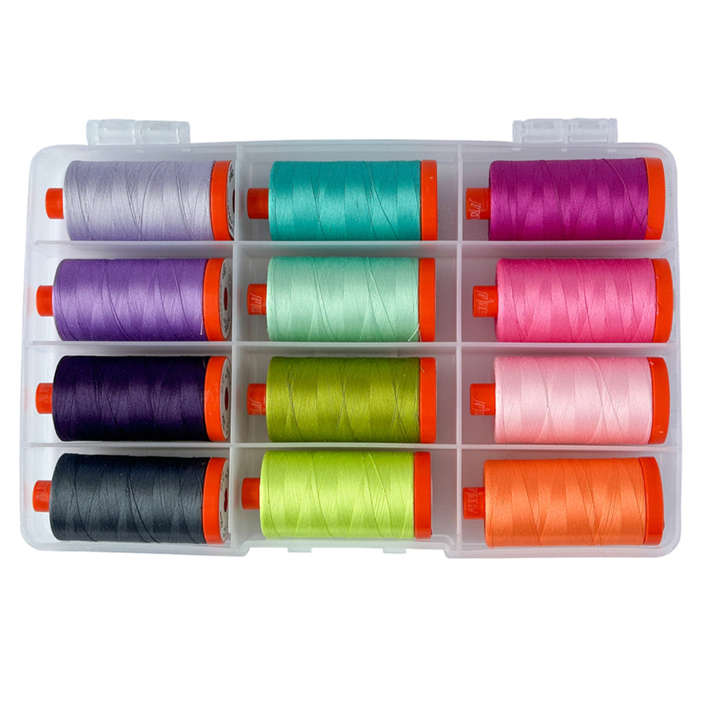 Aurifil Cotton Mako Thread Untamed 50wt + Neon by Tula Pink