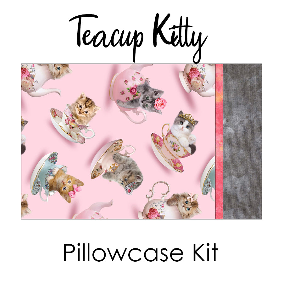 Teacup Kitty Pillowcase Kit from Timeless Treasures