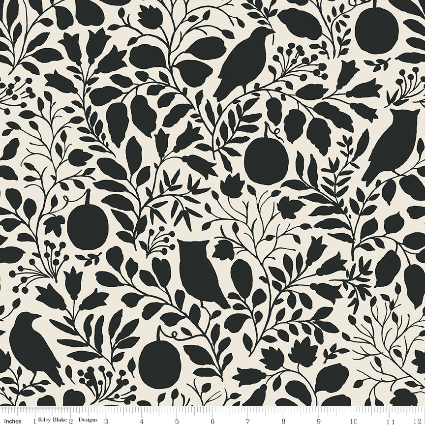 108" Wide Quilt Backing Trick or Treat Silhouette Cream