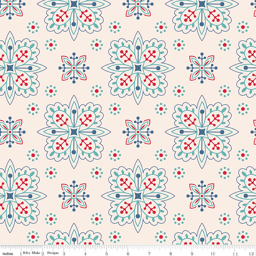 108" Wide Quilt Backing Americana Parade Raindrop