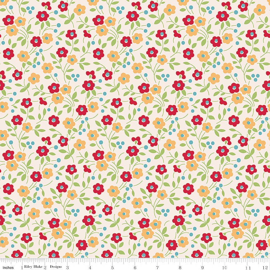 108" Wide Quilt Backing Farmer's Daughter Floral Jazzberry