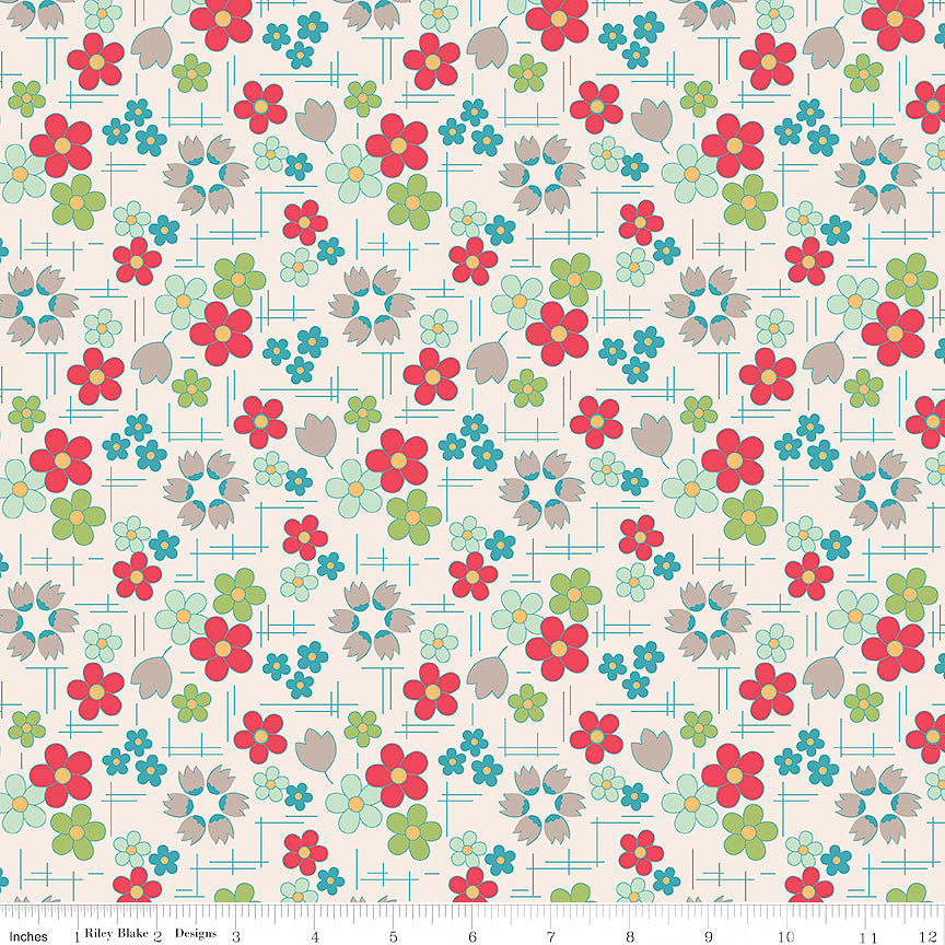 108" Wide Quilt Backing Farmer's Daughter Daisy Raindrop